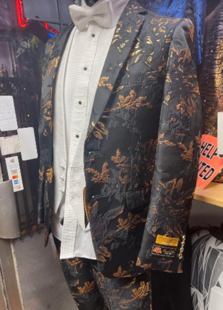 Buy Men's Casual Luxury Slim Fit Blazer Jacquard Floral Wedding Prom Suit  Jacket, Black, 38 at Amazon.in
