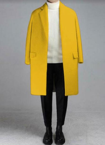 Mens Yellow Overcoat - Three Quarter Length