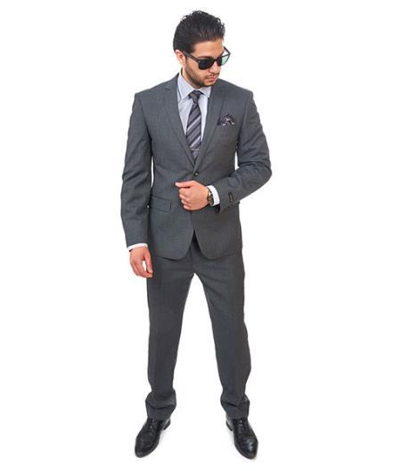 34s Suit - 34 Short Dark Grey Suit - Size 34 Suit - 34s Slim Fit Suit