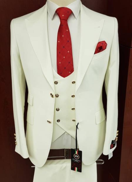 Mens 2 Button Single Breasted Suit Champagne