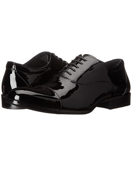 Tuxedo Men's Shoes Perfect For Men's Prom Shoe And Wedding Patent Leather Lace-Up Closure Cap Toe Bl