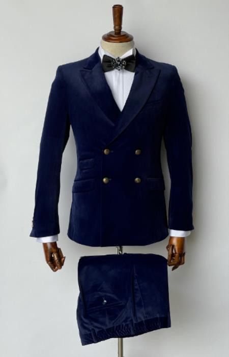 Slim-Fit Double Breasted Center Vent Royal Blue Suit