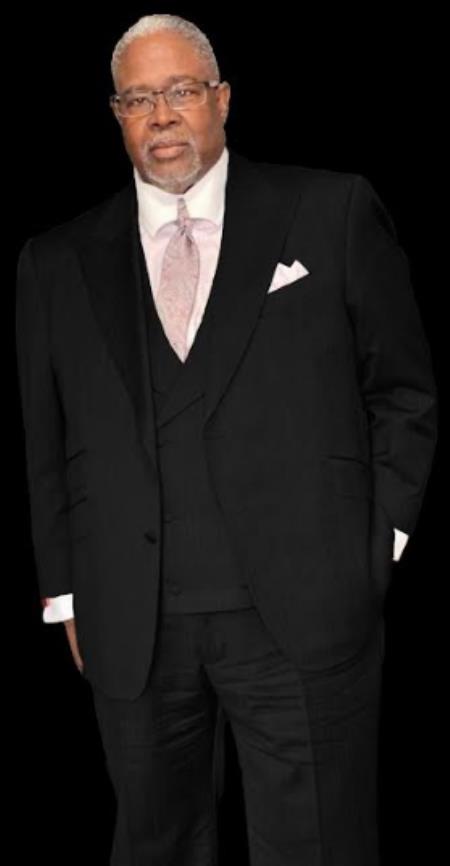 Suit With Double Breasted Vest - Pastor Suit - 1920s Style Black Suit