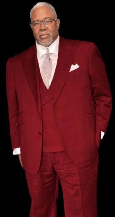 Suit With Double Breasted Vest - Pastor Suit - 1920s Style Burgundy Suit