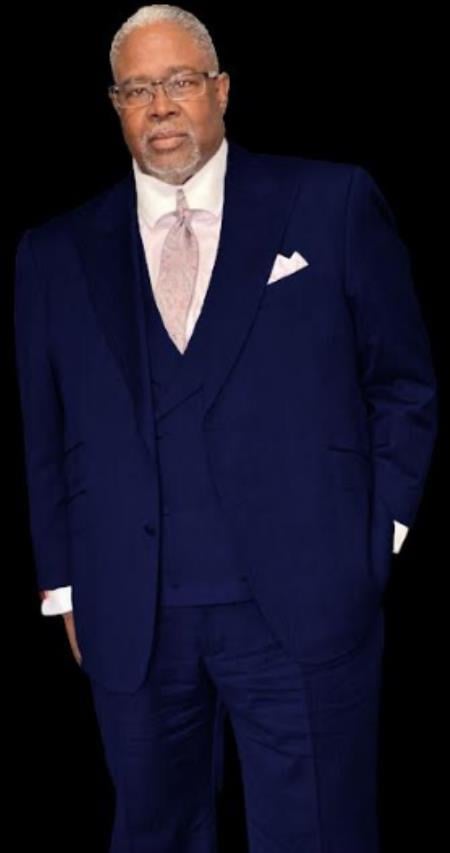 Suit With Double Breasted Vest - Pastor Suit - 1920s Style Dark Navy Blue Suit