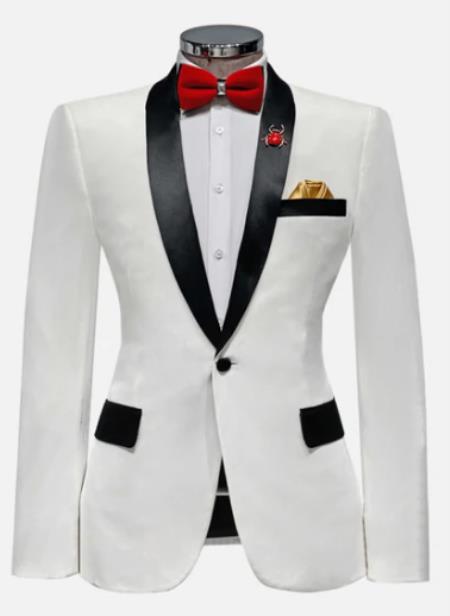 Style#-B6362 Shawl Collar Prom - Wedding - Groom Blazer in White