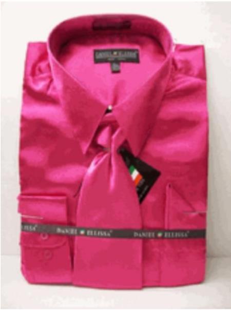 Mens Hot Pink Dress Shirt - Fuchsia Mens