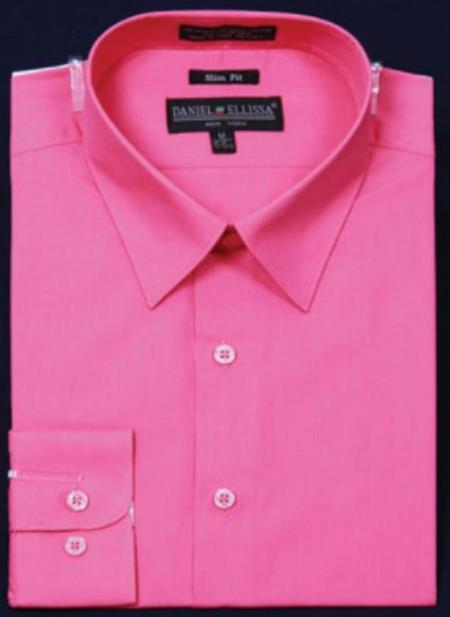 Mens Hot Pink Dress Shirt - Fuchsia Mens