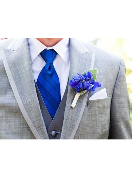 Silver And Blue Tuxedo Royal Blue and Metallic Silver