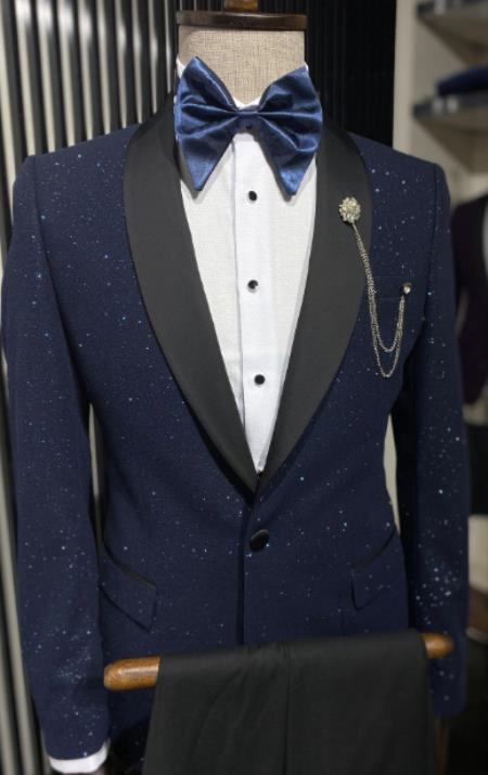 Style#-B6362 Paisley Blazers - Floral Blazer - Navy Blue Tuxedo Dinner ...