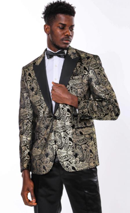 Prom Tuxedo Suits - Wedding Suits - Gold Tuxedo Jacket + Pants