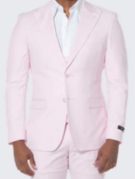 Mens Pink Suit Three Piece Set