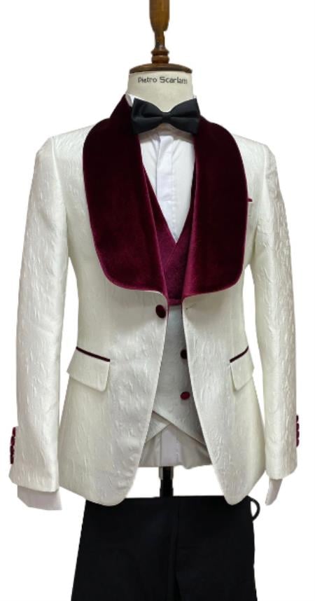 Ivory Tuxedo Dinner Jacket Wide Velvet Groom Tuxedo Jacket - Prom Blazer