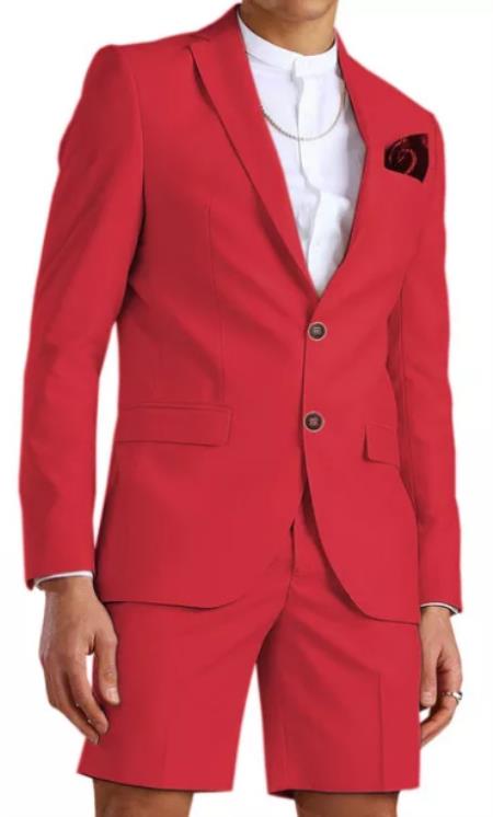 Mens Short Pants Suit Set Mens Red Suit For Men
