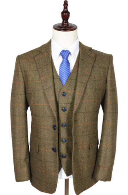 Vintage Suits - Tweed Suits - Herringbone Suits Brown
