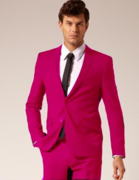 Mens Cotton Fabric Suit - Fuchsia Suit For Summer