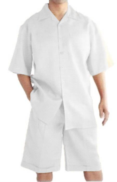 Six-Button One Chest Pocket Short Sleeve Walking Suit