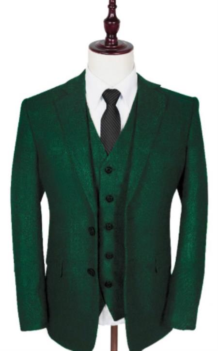 Vintage Suits - Tweed Suits - Herringbone Suits Teal