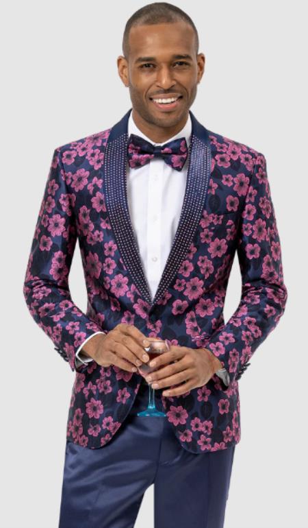 Style#-B6362 Pink Tuxedo - Flower Floral Suit - Paisley Suit