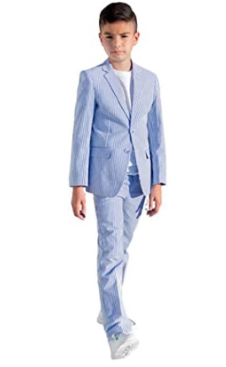 Boys Formal Suit Two Button Notch Lapel Blue Suit