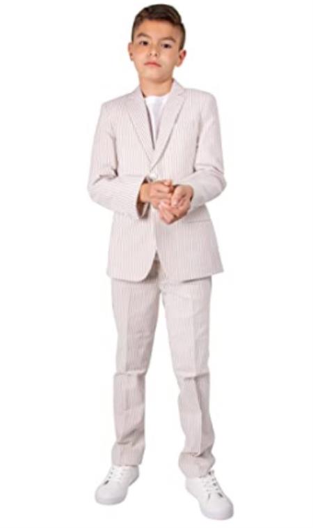 Boys Formal Suit Two Button Notch Lapel Tan Suit