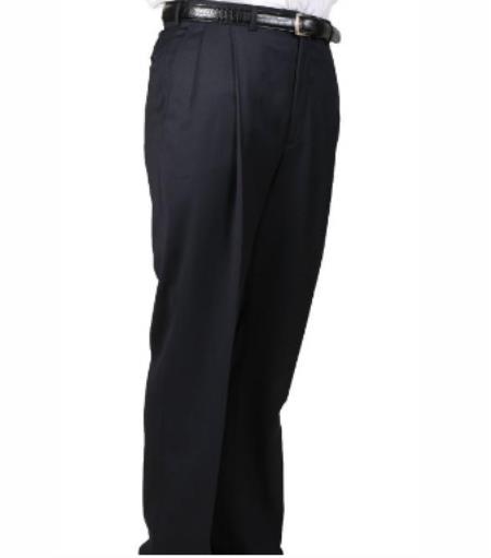 Mens Double Pleated Trousers - Double Pleated Dress Pants - Slacks Navy
