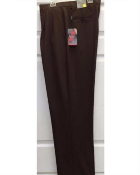 Mens Double Pleated Trousers - Double Pleated Dress Pants - Slacks Brown