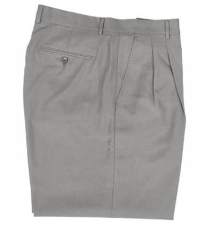 Mens Double Pleated Trousers - Double Pleated Dress Pants - Slacks Gray