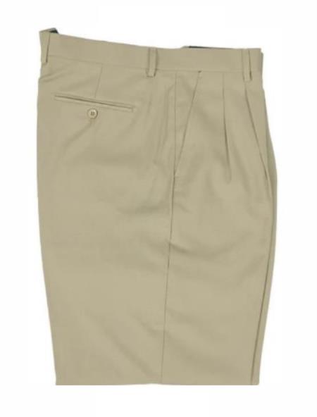 Mens Double Pleated Trousers - Double Pleated Dress Pants - Slacks Oyster