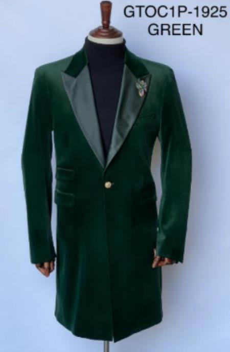  Velvet Tuxedo - Mens Velvet Blazer - Velvet Sport Coat - Three Quarter Length Green
