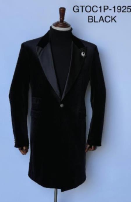 Velvet Tuxedo - Mens Velvet Blazer - Velvet Sport Coat - Three Quarter Length Black