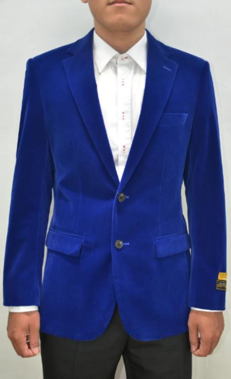 Royal Blue Mens Big and Tall Velvet Blazer - Velvet Sport Coat