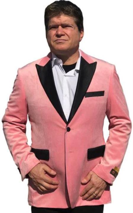 Pink Mens Big and Tall Velvet Blazer - Velvet Sport Coat