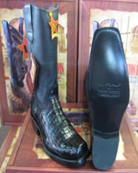 Botines Para Hombre Negro - Western Alligator Skin Los Altos Boots Black Caiman Cowboy Dress Cowboy Boot Cheap Priced For Sale Online (EE) ~ World Best Alligator