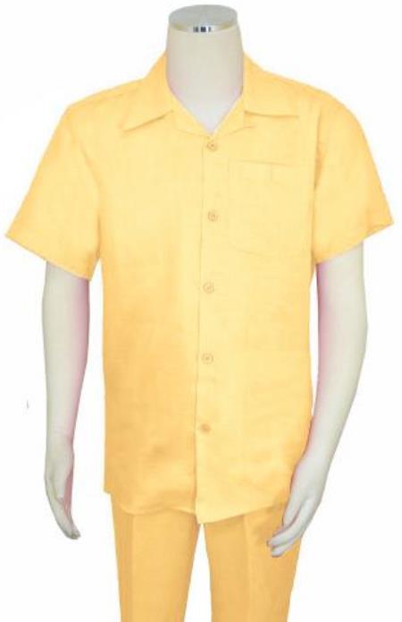 Mens Linen Walking Suit - Pastel Yellow Summer Outfit - Mens Linen Suit