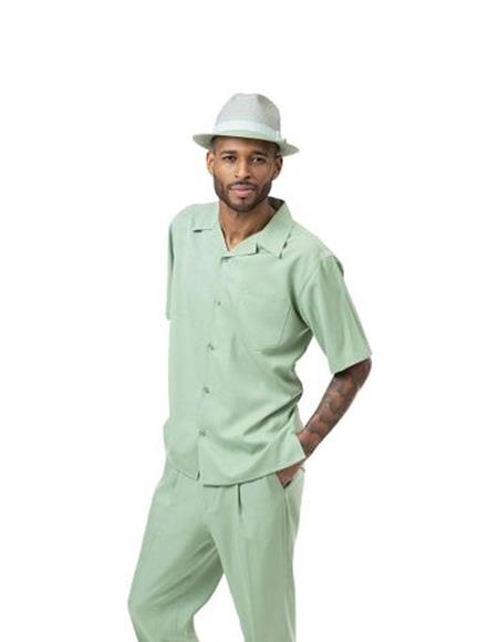 Mens Linen Walking Suit - Apple Green Summer Outfit - Mens Linen Suit