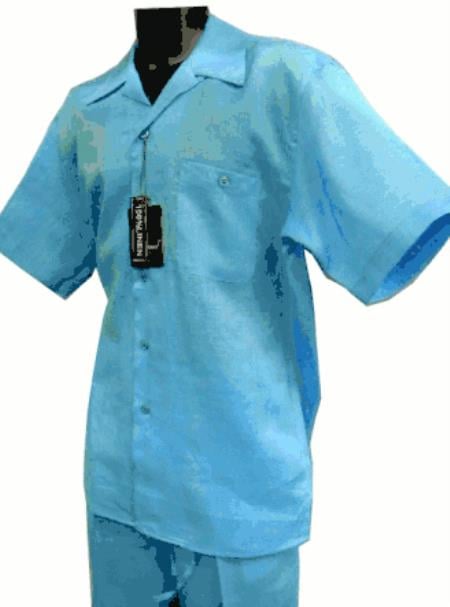 Mens Linen Walking Suit - Turquoise Summer Outfit - Mens Linen Suit