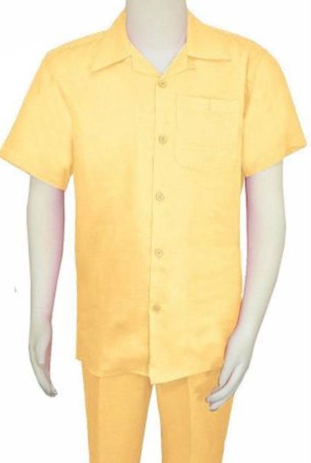 Mens Linen Walking Suit - Yellow Summer Outfit - Mens Linen Suit