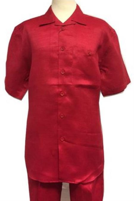 Mens Linen Walking Suit - Red Summer Outfit - Mens Linen Suit