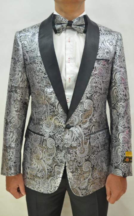 Shawl Lapel One-Button Single Breasted Paisley Blazer