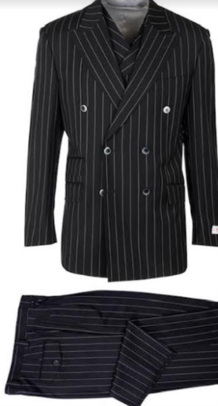 Double Breasted Blazer with Gold Buttons - Black Sport Coat