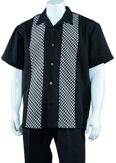 #JA57586 Mens 2pc Walking Suit Short Sleeve Casual Shirt and