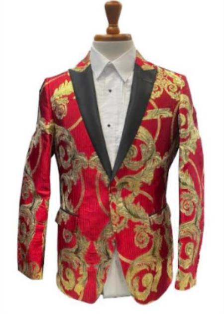 Mens Prom Blazer - Red and Gold Blazer For Homecoming