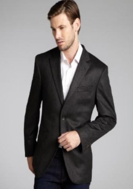 Rich Charcoal Mens Winter Blazer - Cashmere and Winter Fabric Dress Jacket $99UP