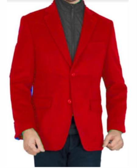 Red Mens Winter Blazer - Cashmere and Winter Fabric Dress Jacket