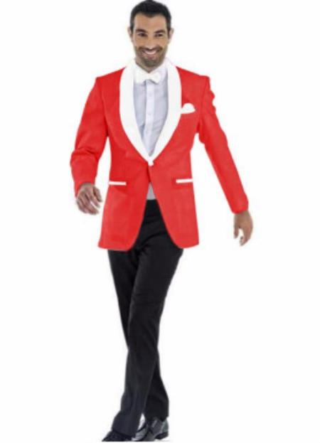 Mens Prom Blazer - Red ~ White Blazer For Homecoming