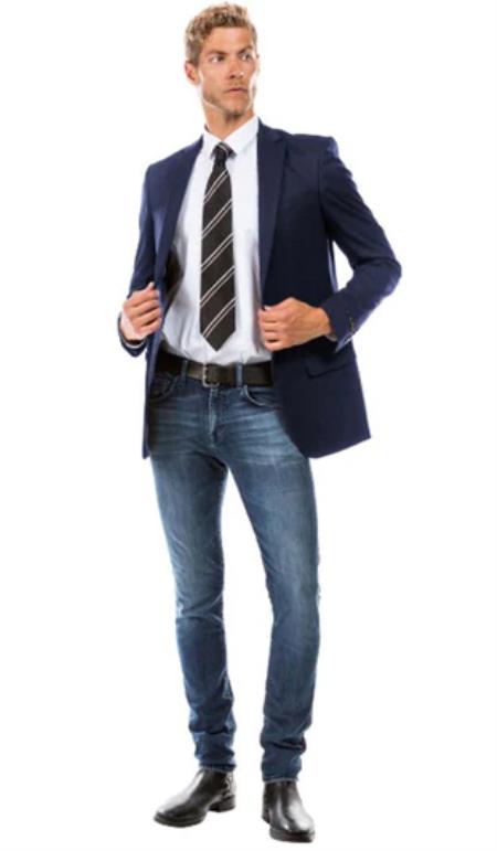 Style#-B6362 Mens Navy Modern Fit Suit Jacket