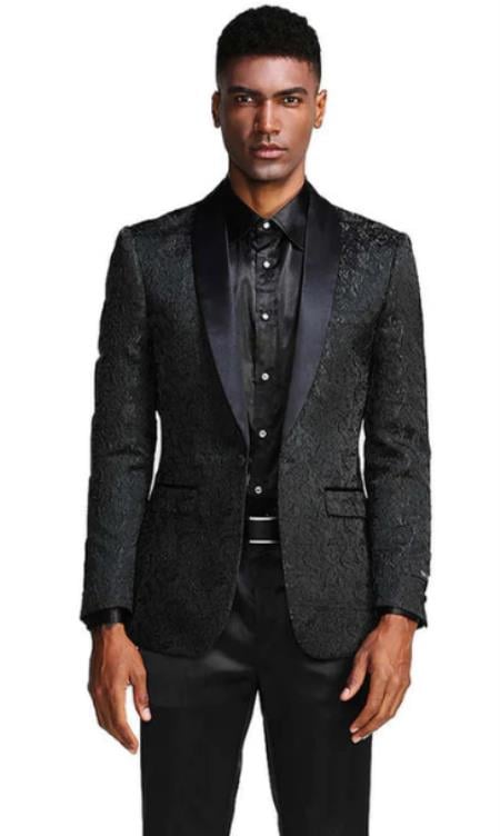 Style#-B6362 Black Slim Fashion Sport Coat