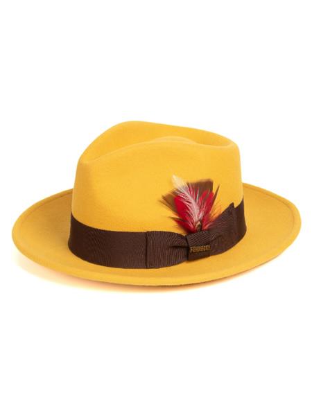 Two Toned Hat - Mens Dress Mustard Hats For Sale