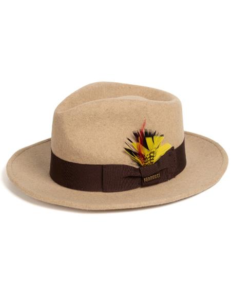 Two Toned Hat - Mens Dress Beige Hats For Sale 